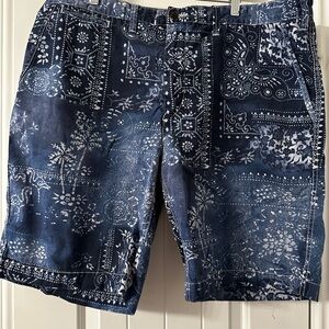 Ralph Lauren Navy Paisley Flat Front Shorts